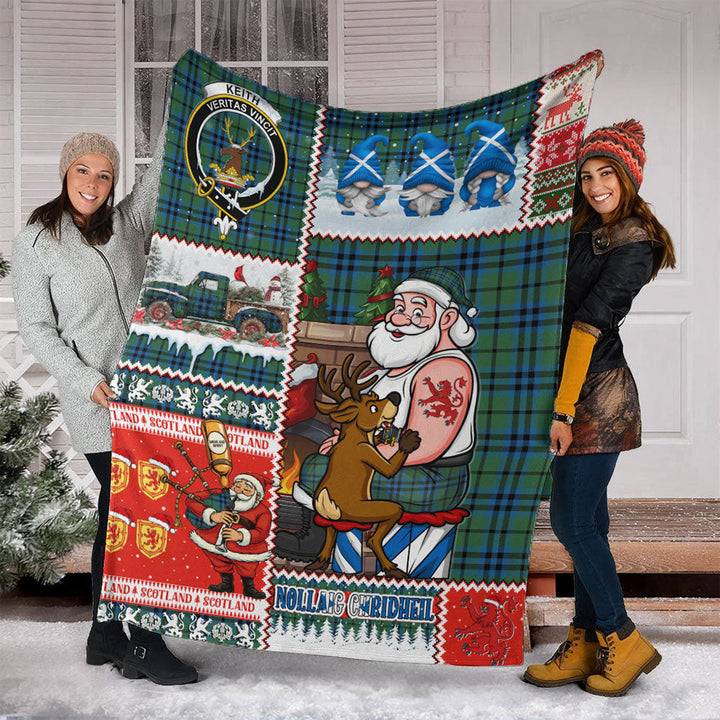 Keith (Austin) Ancient Clan Badge Tartan Blanket Scotland Santa Tattoo Christmas Comic Patchwork Style