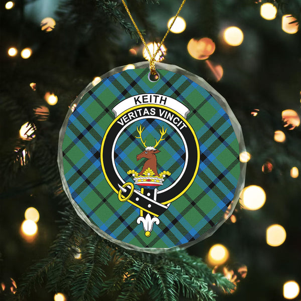 Keith (Austin) Ancient Clan Badge Tartan Glass Ornament