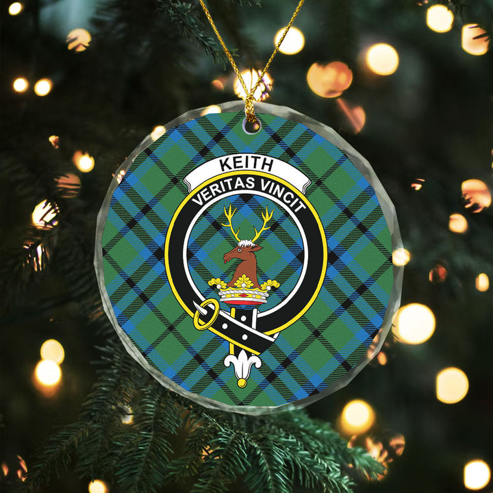 Keith (Austin) Ancient Clan Badge Tartan Glass Ornament