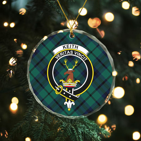 Keith (Austin) Modern Clan Badge Tartan Glass Ornament