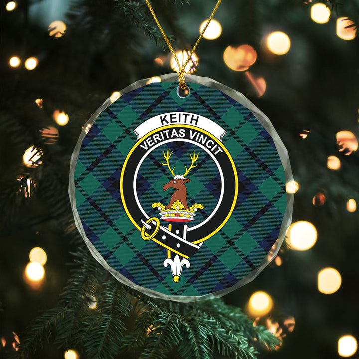 Keith (Austin) Modern Clan Badge Tartan Glass Ornament