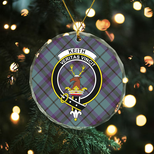 Keith (Austin) Weathered Clan Badge Tartan Glass Ornament