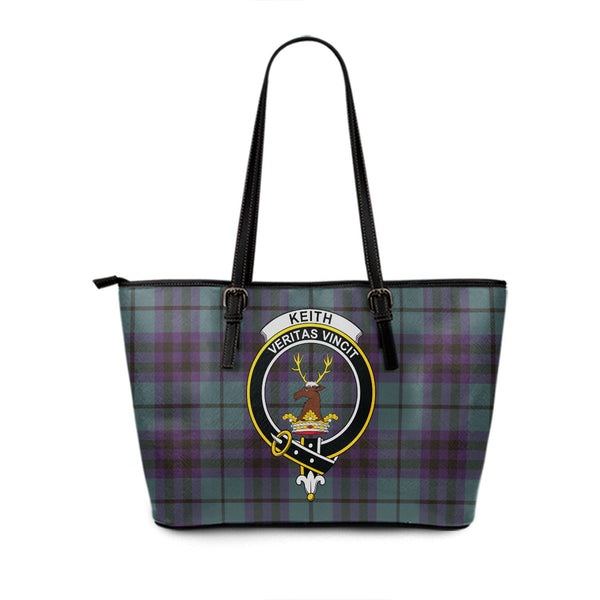 Keith (Austin) Weathered Clan Badge Tartan Leather Tote Bag