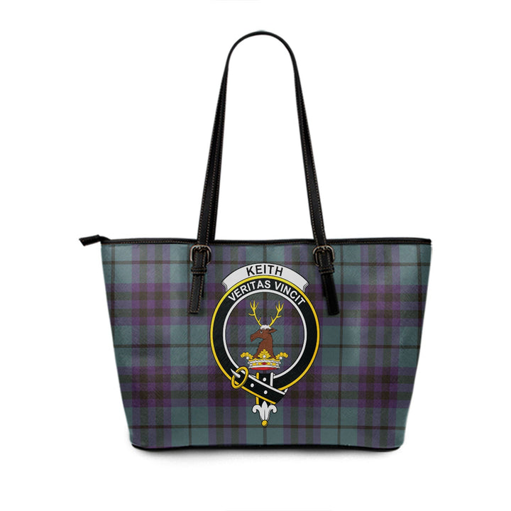 Keith (Austin) Weathered Clan Badge Tartan Leather Tote Bag