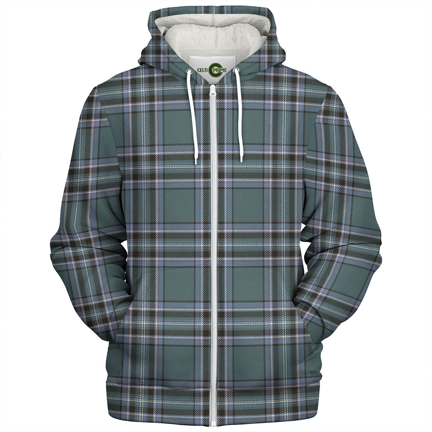 Sutherland Weathered Tartan Crest Sherpa Hoodie - Circle Style