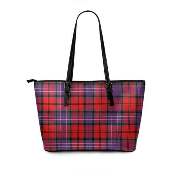 Kelly of Sleat Red Modern Tartan Leather Tote Bag