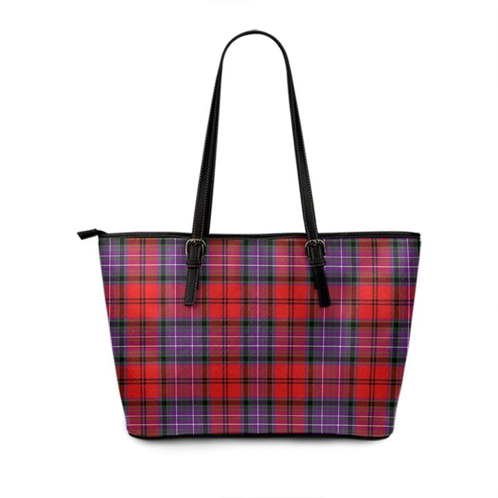 Kelly of Sleat Red Modern Tartan Leather Tote Bag