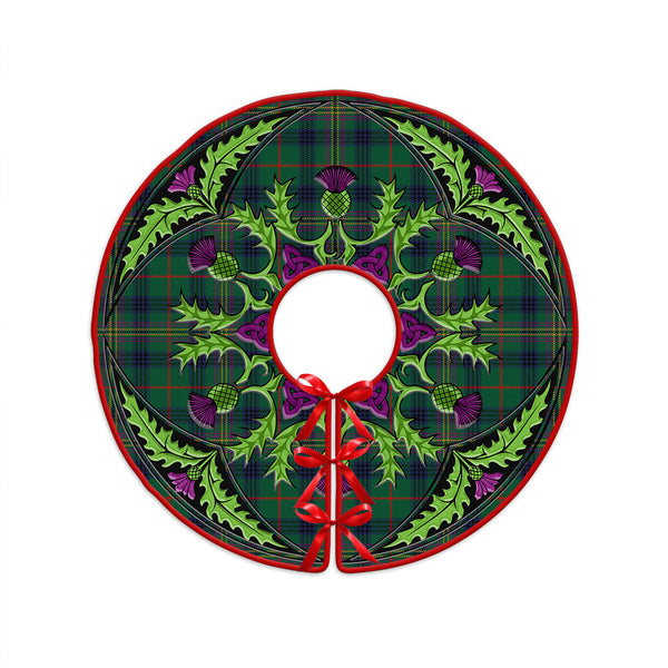 Kennedy Modern Clan Badge Tartan Christmas Tree Skirt Scottish Thistle Design
