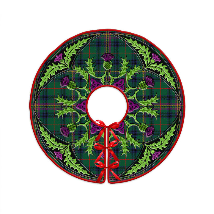 Kennedy Modern Clan Badge Tartan Christmas Tree Skirt Scottish Thistle Design