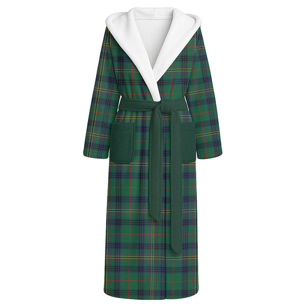 Kennedy Modern Clan Badge Tartan Flannel Hooded Bathrobe