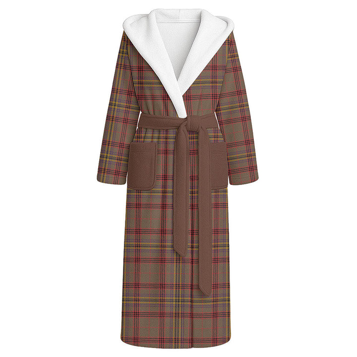 Kennedy Weathered Clan Badge Tartan Flannel Hooded Bathrobe