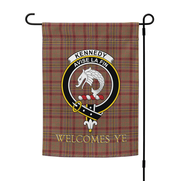 Kennedy Weathered Clan Badge Tartan Garden Flag