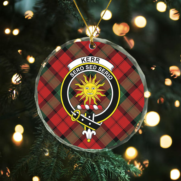 Kerr Modern Clan Badge Tartan Glass Ornament
