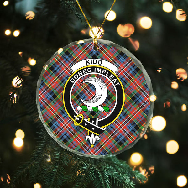 Kidd Ancient Clan Badge Tartan Glass Ornament