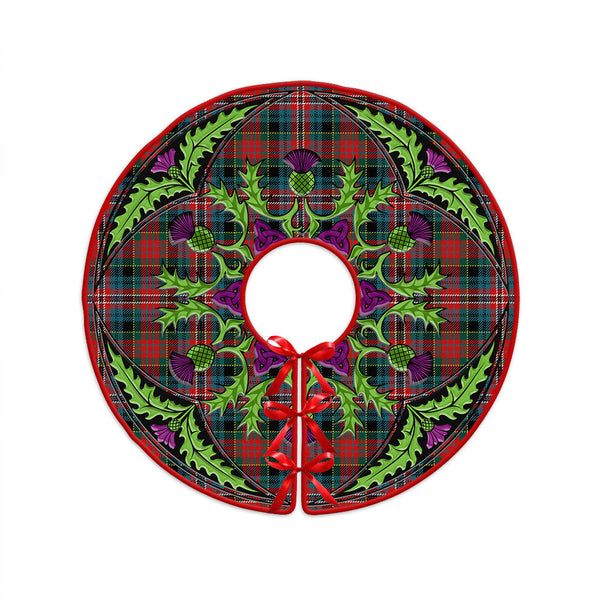 Kidd Modern Clan Badge Tartan Christmas Tree Skirt Scottish Thistle Design