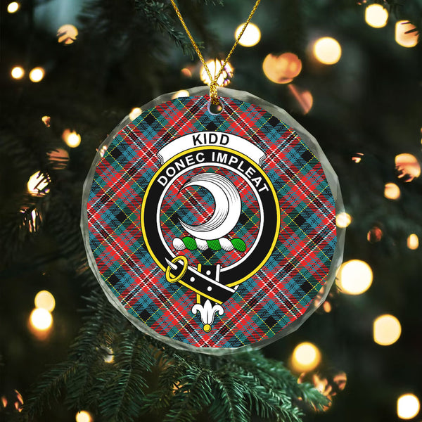 Kidd Modern Clan Badge Tartan Glass Ornament