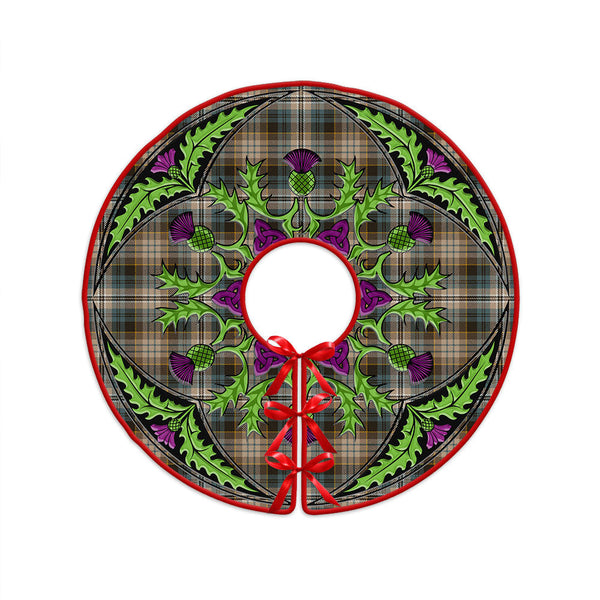 Kidd Weathered Clan Badge Tartan Christmas Tree Skirt Scottish Thistle Design