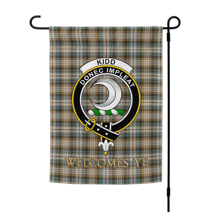 Kidd Weathered Clan Badge Tartan Garden Flag