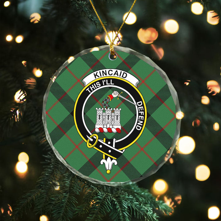 Kincaid Ancient Clan Badge Tartan Glass Ornament