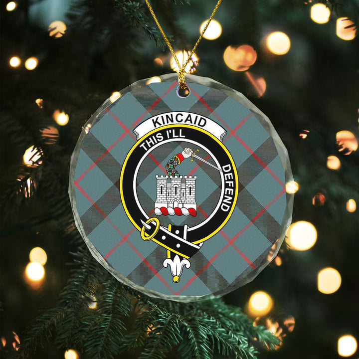 Kincaid Weathered Clan Badge Tartan Glass Ornament