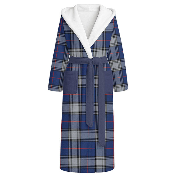 Kinnaird Modern Clan Badge Tartan Flannel Hooded Bathrobe