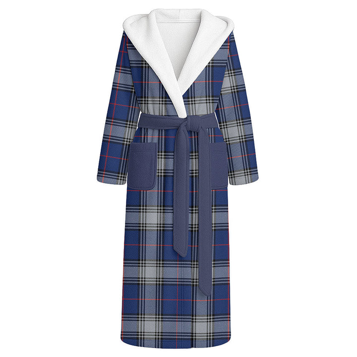 Kinnaird Modern Clan Badge Tartan Flannel Hooded Bathrobe