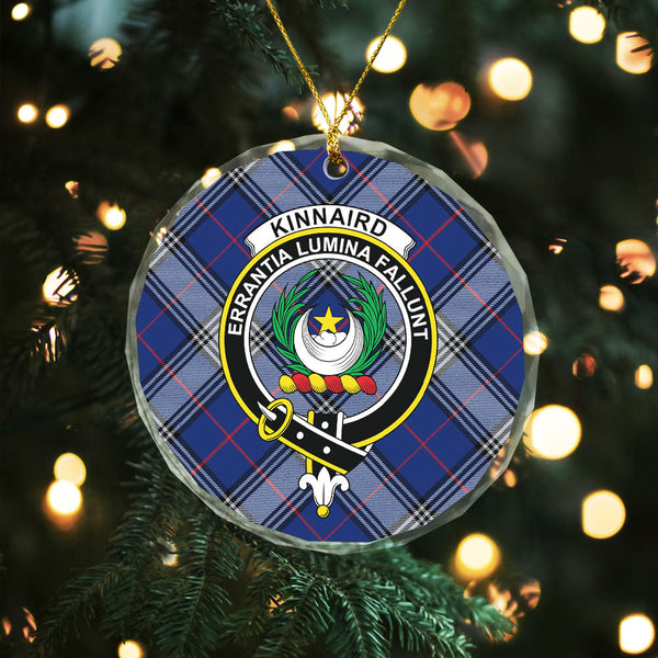 Kinnaird Modern Clan Badge Tartan Glass Ornament