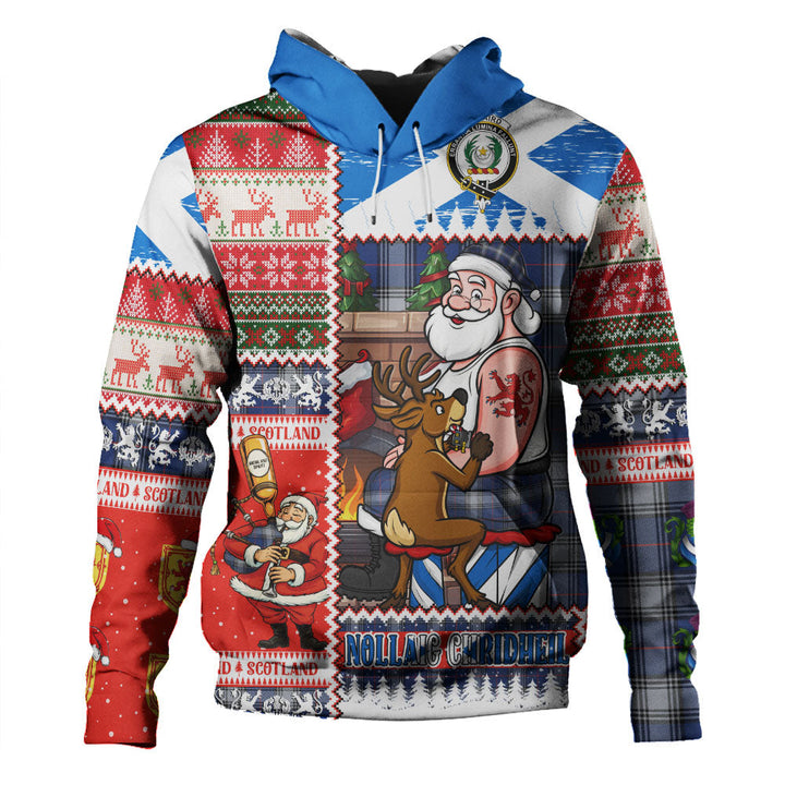 Kinnaird Modern Clan Badge Tartan Hoodie Scottish Santa Tattoo Christmas Comic Patchwork Style