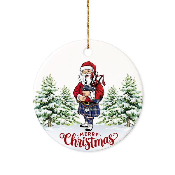 Kinnaird Modern Tartan Ceramic Ornament Santa