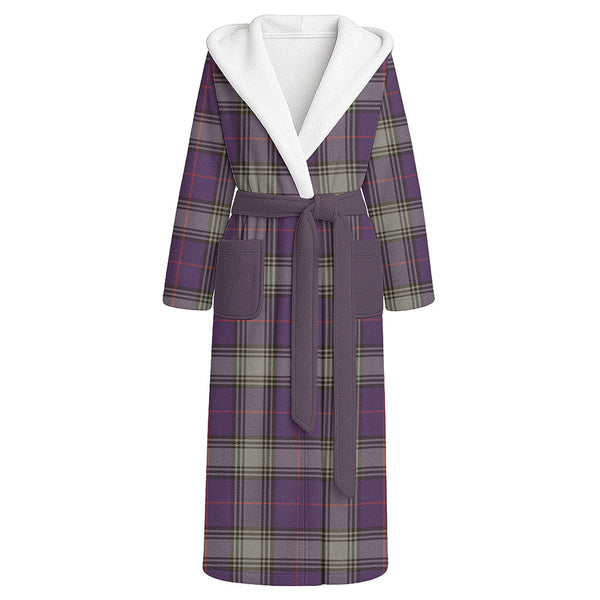 Kinnaird Weathered Clan Badge Tartan Flannel Hooded Bathrobe