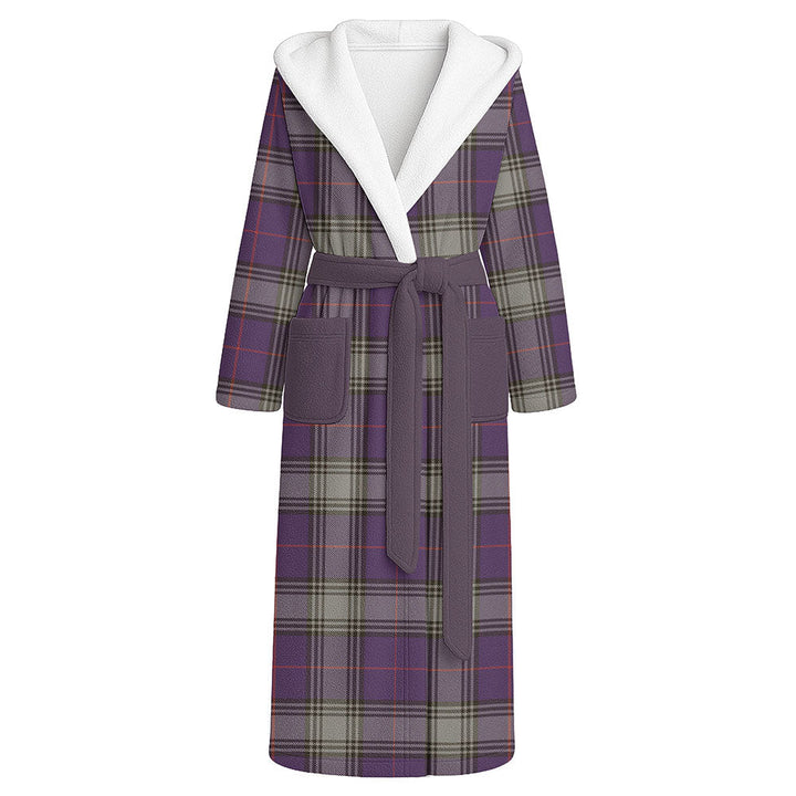 Kinnaird Weathered Clan Badge Tartan Flannel Hooded Bathrobe