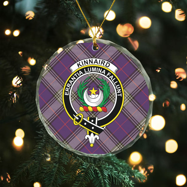 Kinnaird Weathered Clan Badge Tartan Glass Ornament