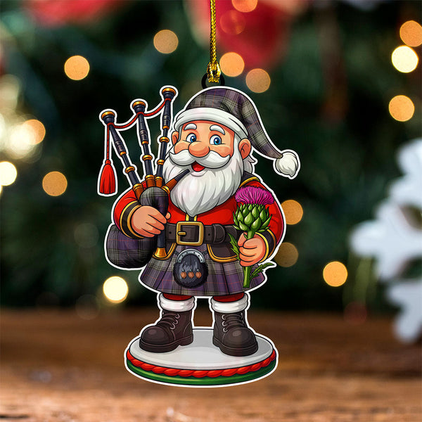 Kinnaird Weathered Clan Badge Tartan Wood Acrylic Ornament Scottish Santa Claus Bagpipe