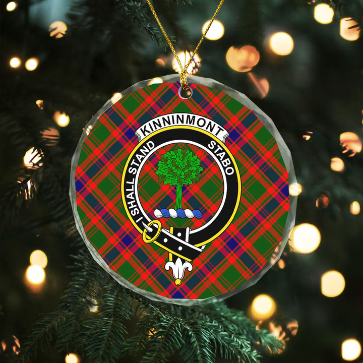 Kinninmont Clan Badge Tartan Glass Ornament