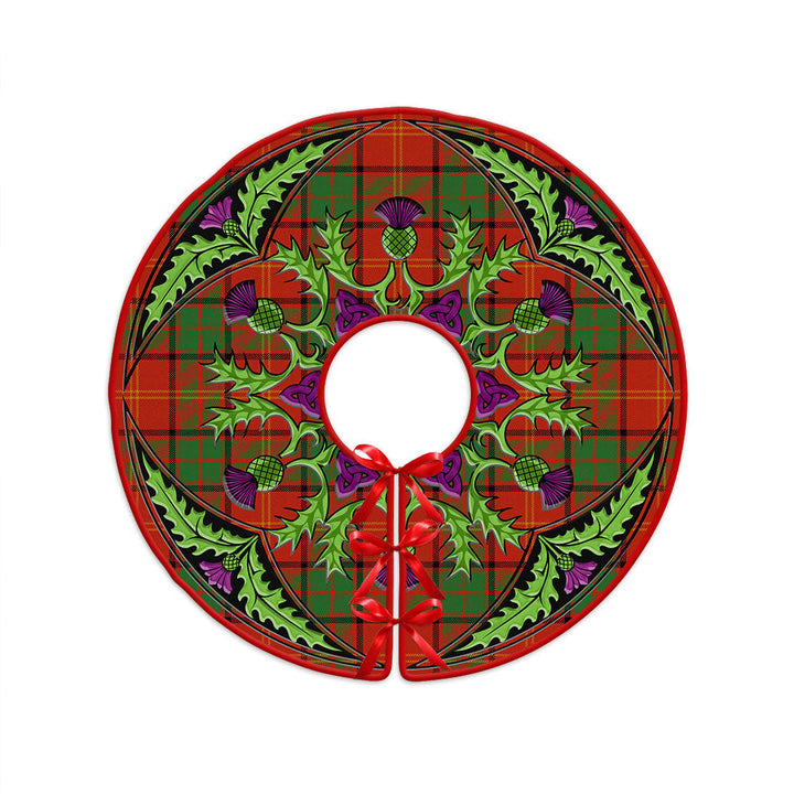 Kirk Ancient Clan Badge Tartan Christmas Tree Skirt Scottish Thistle Design