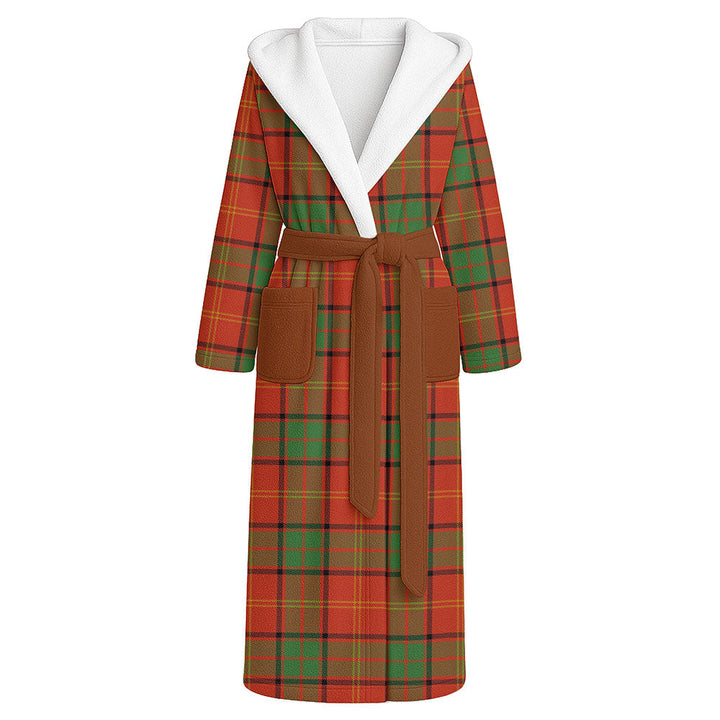 Kirk Ancient Clan Badge Tartan Flannel Hooded Bathrobe