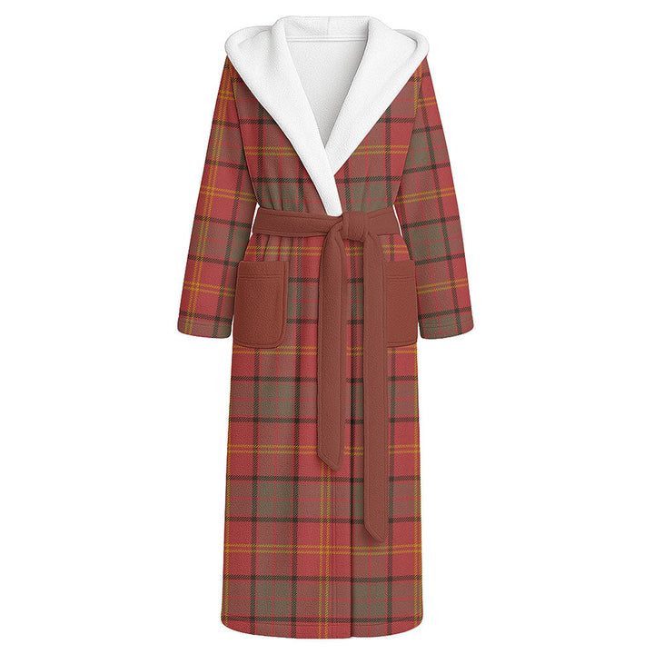 Kirk Weathered Clan Badge Tartan Flannel Hooded Bathrobe