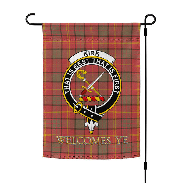 Kirk Weathered Clan Badge Tartan Garden Flag
