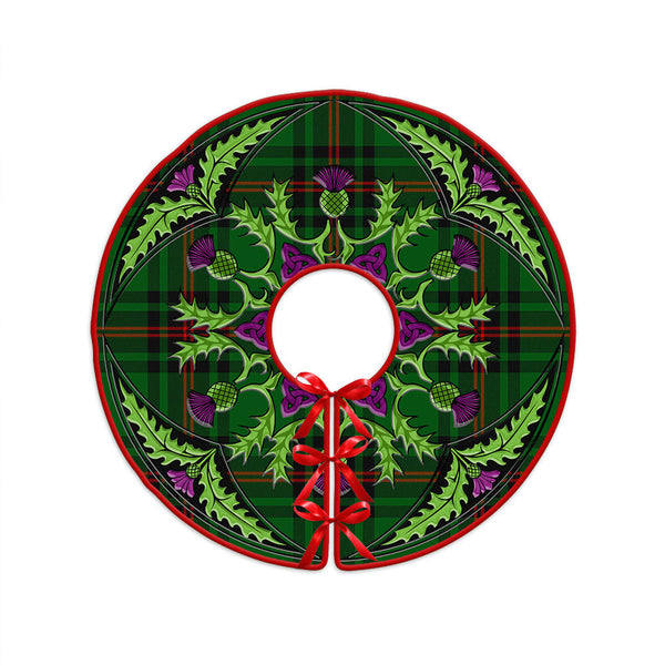 Kirkcaldy Clan Badge Tartan Christmas Tree Skirt Scottish Thistle Design