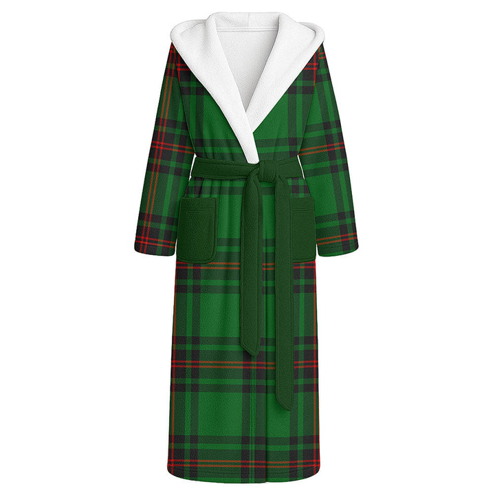Kirkcaldy Clan Badge Tartan Flannel Hooded Bathrobe