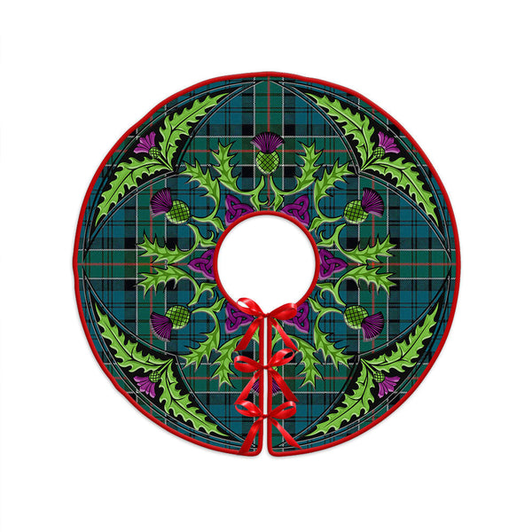 Kirkpatrick Clan Badge Tartan Christmas Tree Skirt Scottish Thistle Design