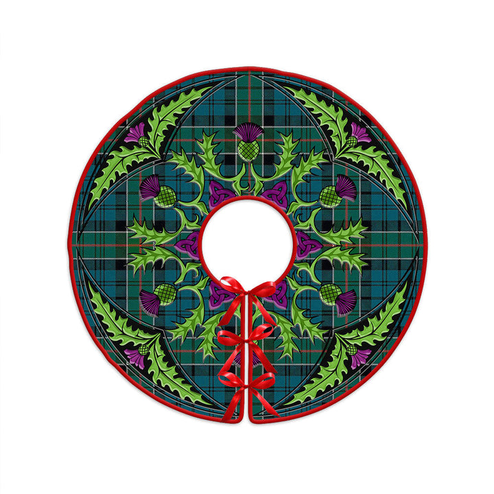 Kirkpatrick Clan Badge Tartan Christmas Tree Skirt Scottish Thistle Design