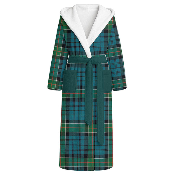 Kirkpatrick Clan Badge Tartan Flannel Hooded Bathrobe