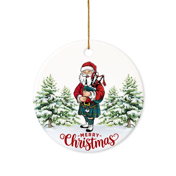 Kirkpatrick Tartan Ceramic Ornament Santa