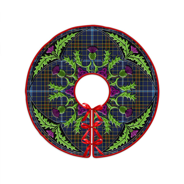 Knox Clan Badge Tartan Christmas Tree Skirt Scottish Thistle Design