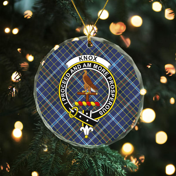 Knox Clan Badge Tartan Glass Ornament