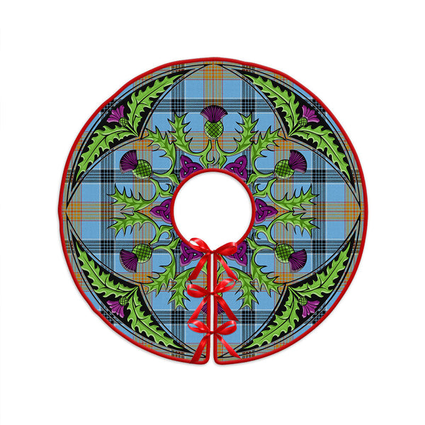 Laing (Lang) Ancient Clan Badge Tartan Christmas Tree Skirt Scottish Thistle Design