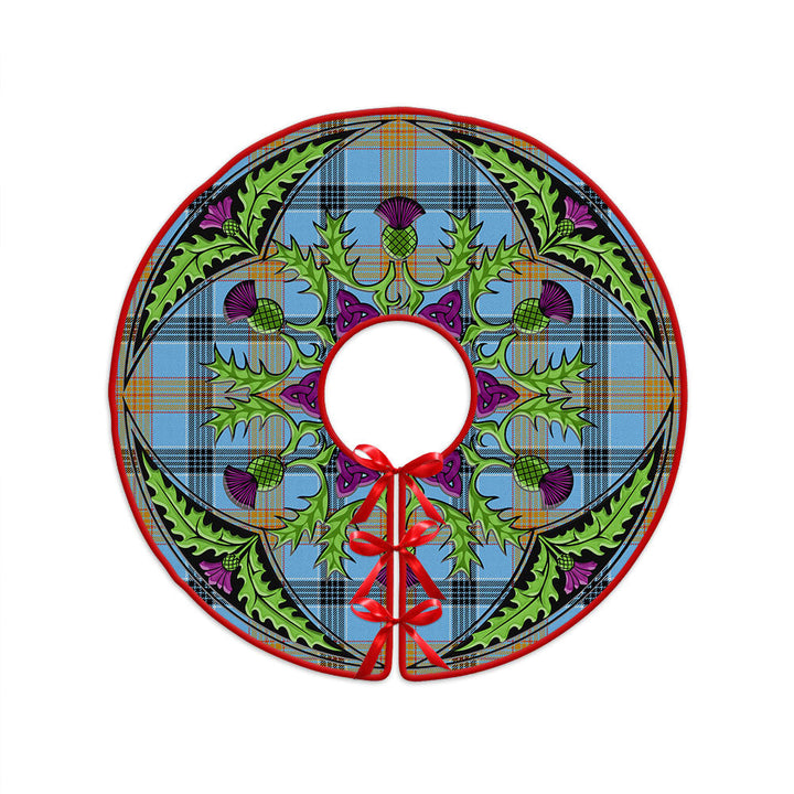 Laing (Lang) Ancient Clan Badge Tartan Christmas Tree Skirt Scottish Thistle Design