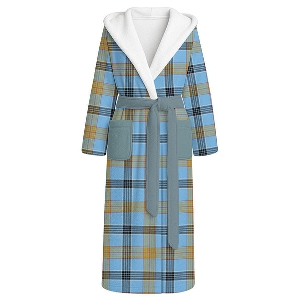 Laing (Lang) Ancient Clan Badge Tartan Flannel Hooded Bathrobe
