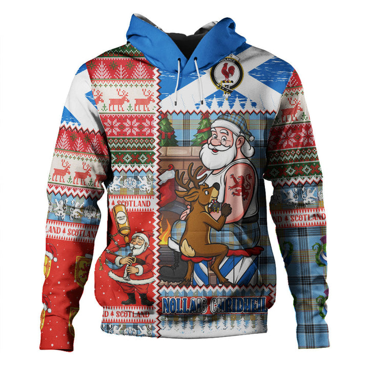Laing (Lang) Ancient Clan Badge Tartan Hoodie Scottish Santa Tattoo Christmas Comic Patchwork Style